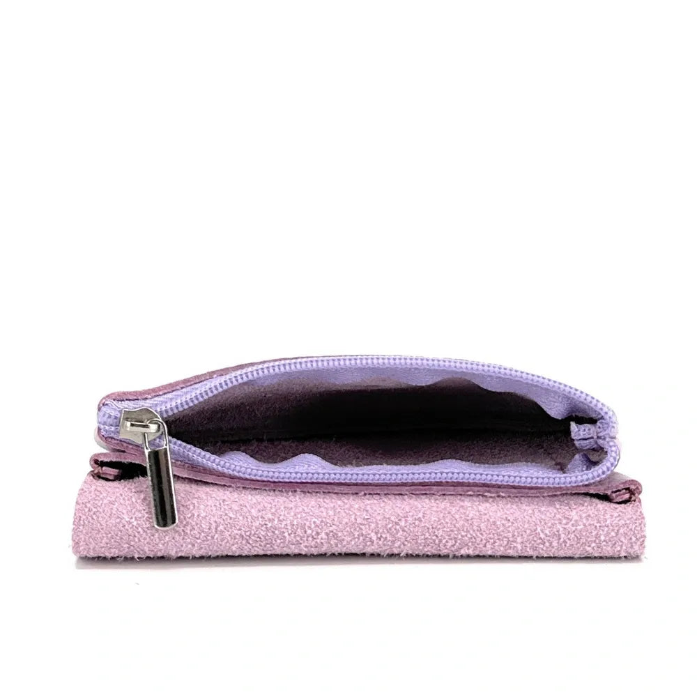 Pochette porte-monnaie en cuir grainé COMPO Mauve
