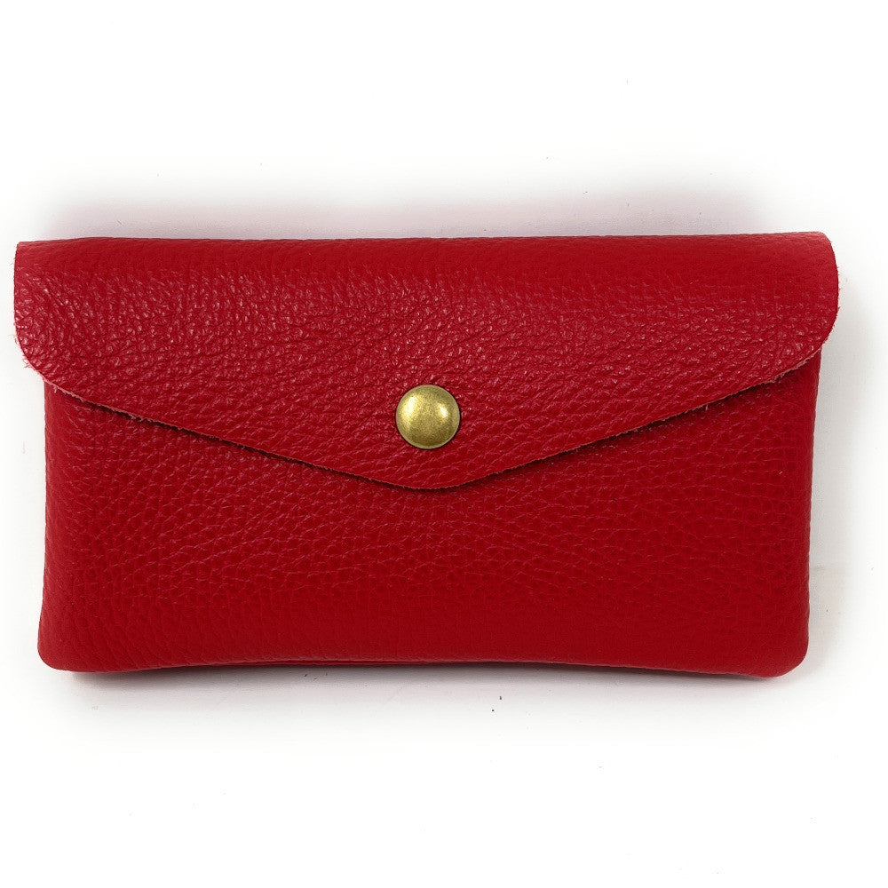 Pochette porte-monnaie en cuir grainé COMPO Rouge garance