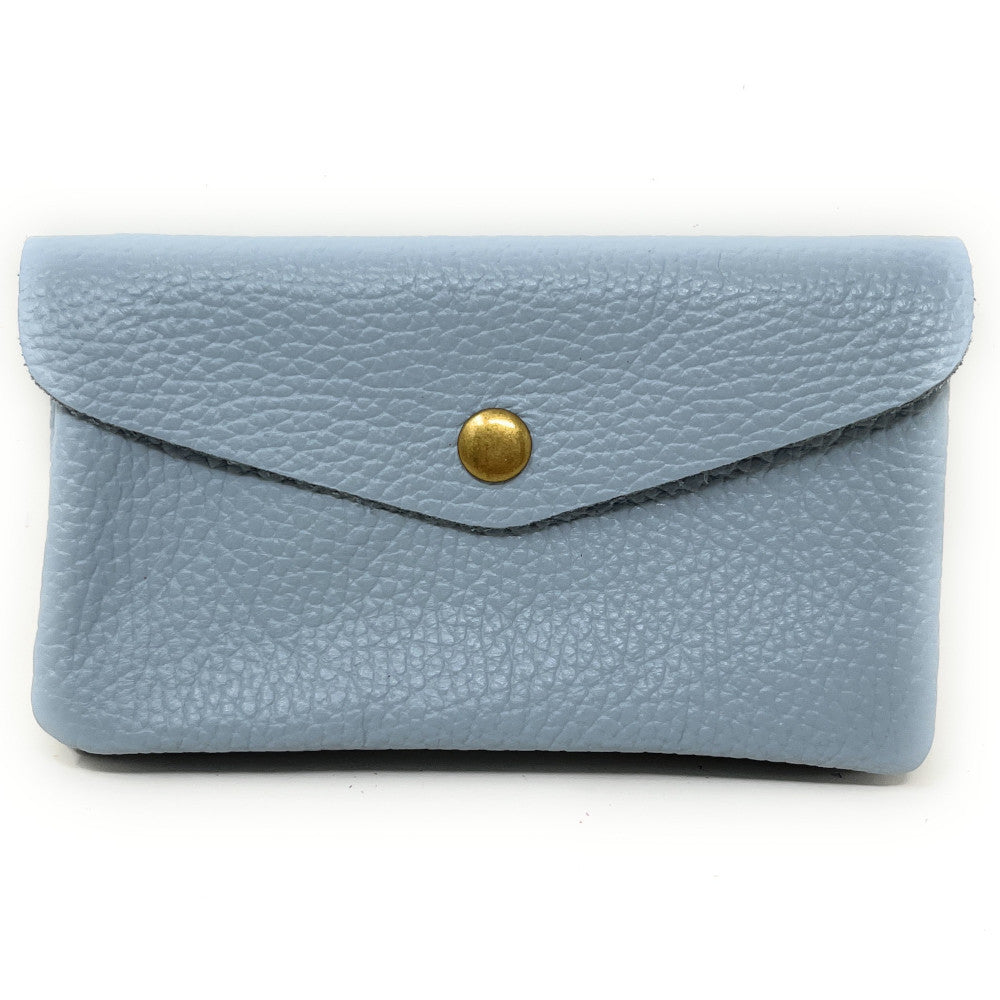 Pochette porte-monnaie en cuir grainé COMPO Bleu pastel