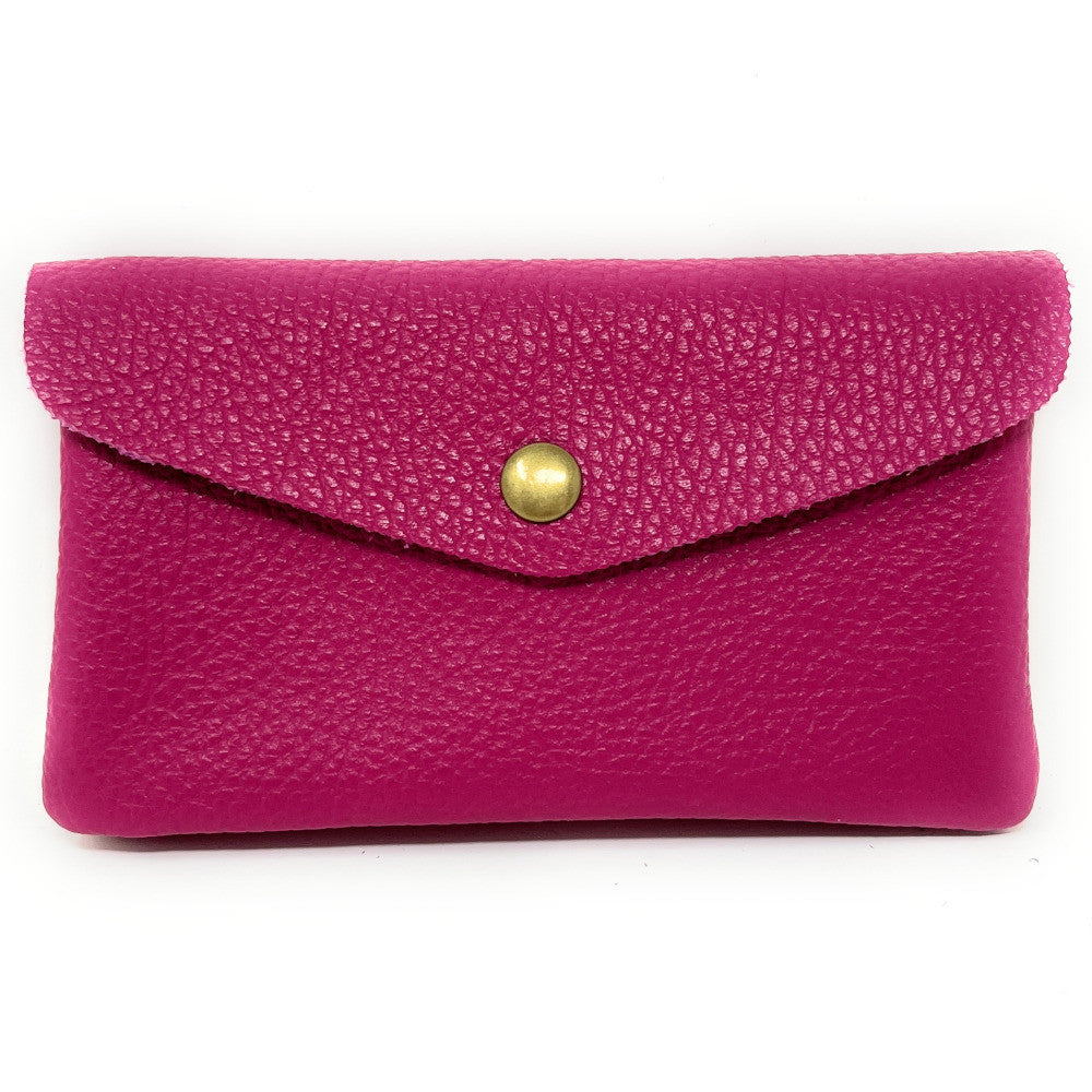 Pochette porte-monnaie en cuir grainé COMPO Rose fuchsia