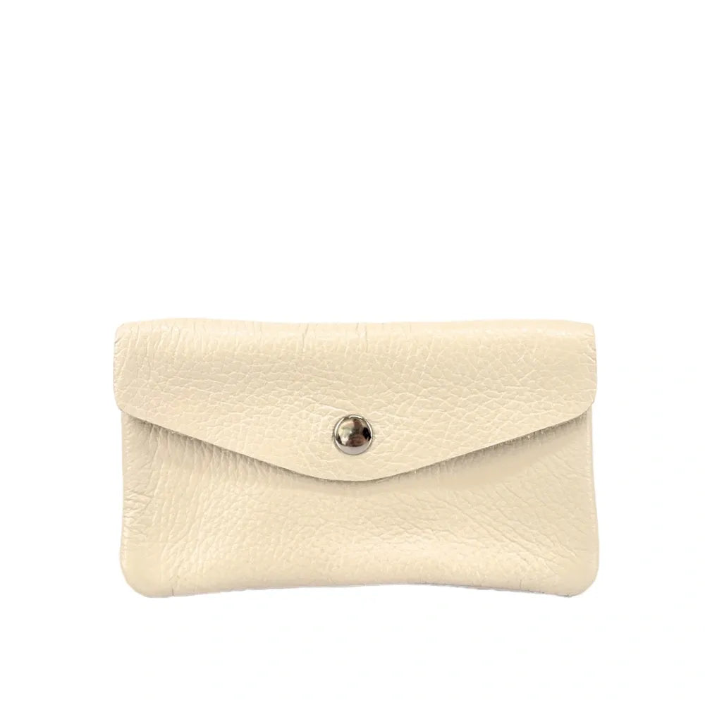 Pochette porte-monnaie en cuir grainé COMPO Beige crème