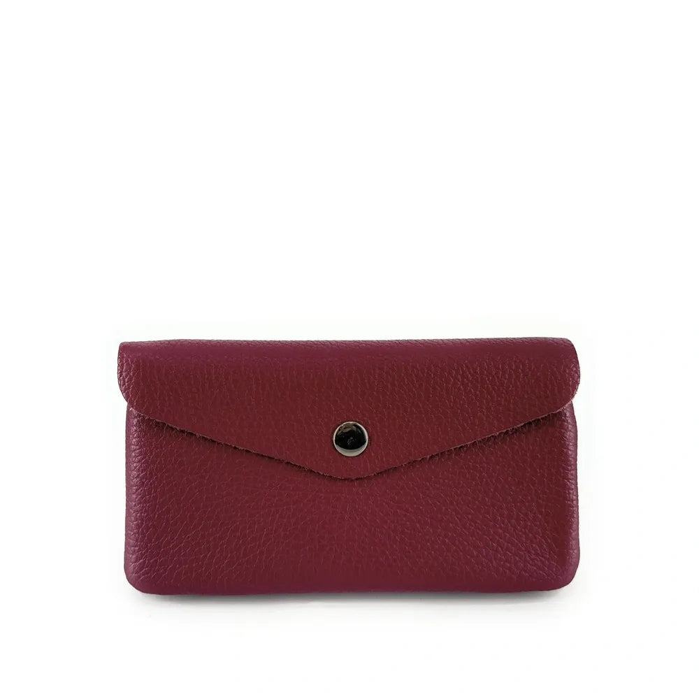 Pochette porte-monnaie en cuir grainé COMPO Rouge bordeaux