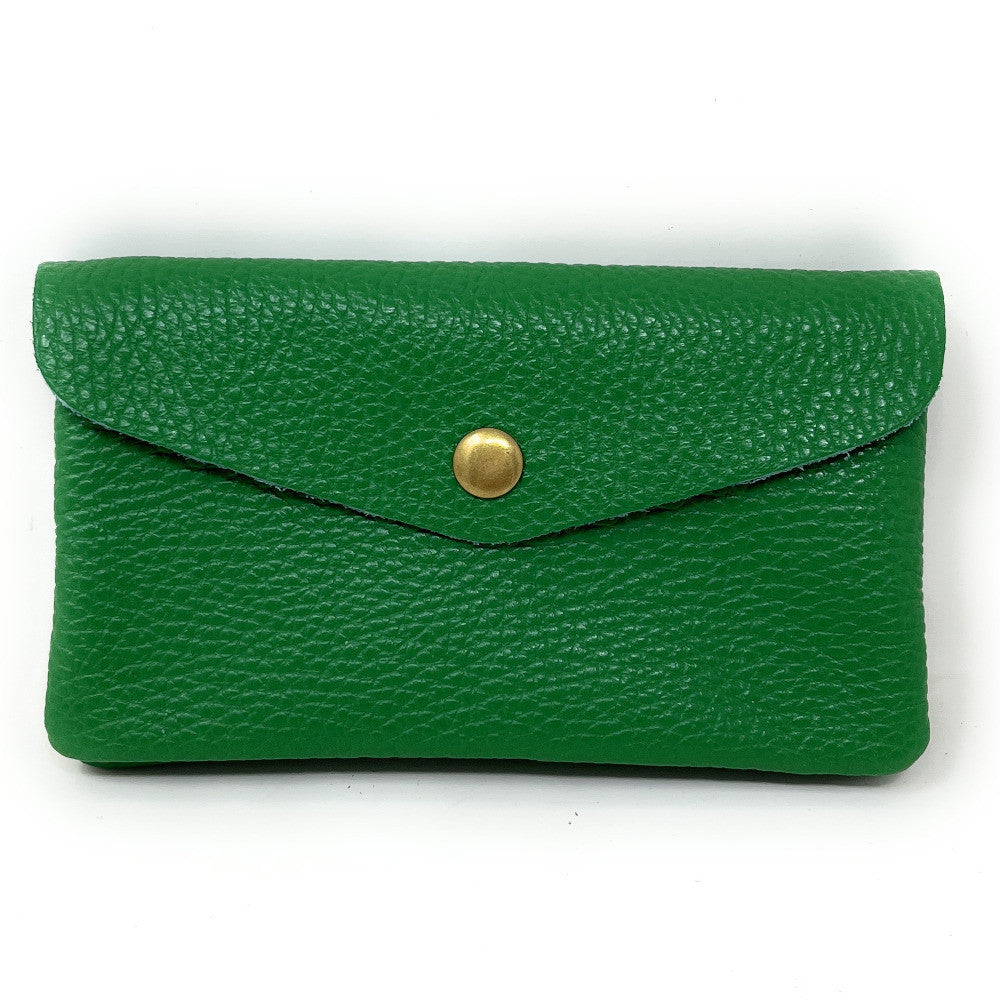 Pochette porte-monnaie en cuir grainé COMPO Vert anglais