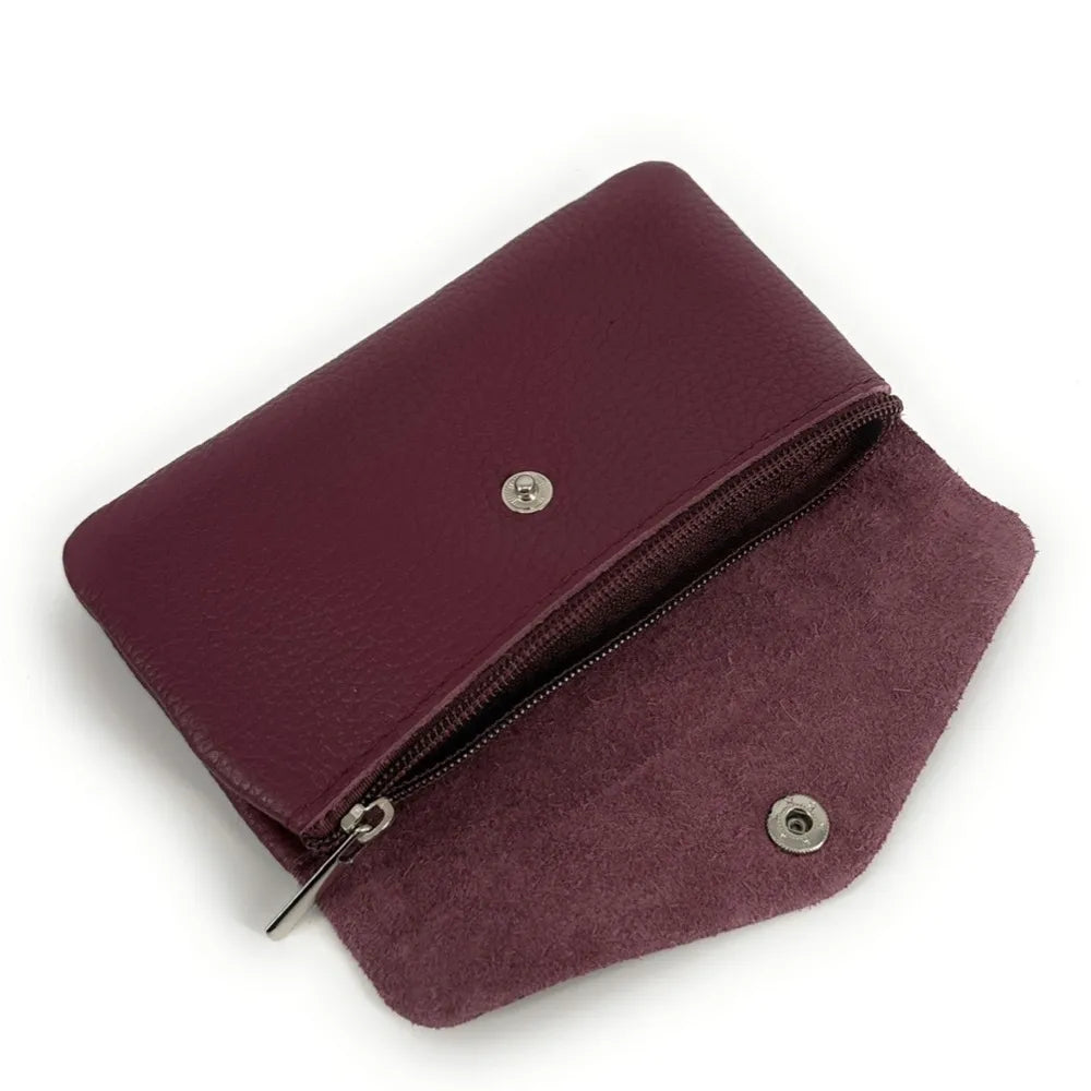 Pochette porte-monnaie en cuir grainé COMPO Rouge bordeaux