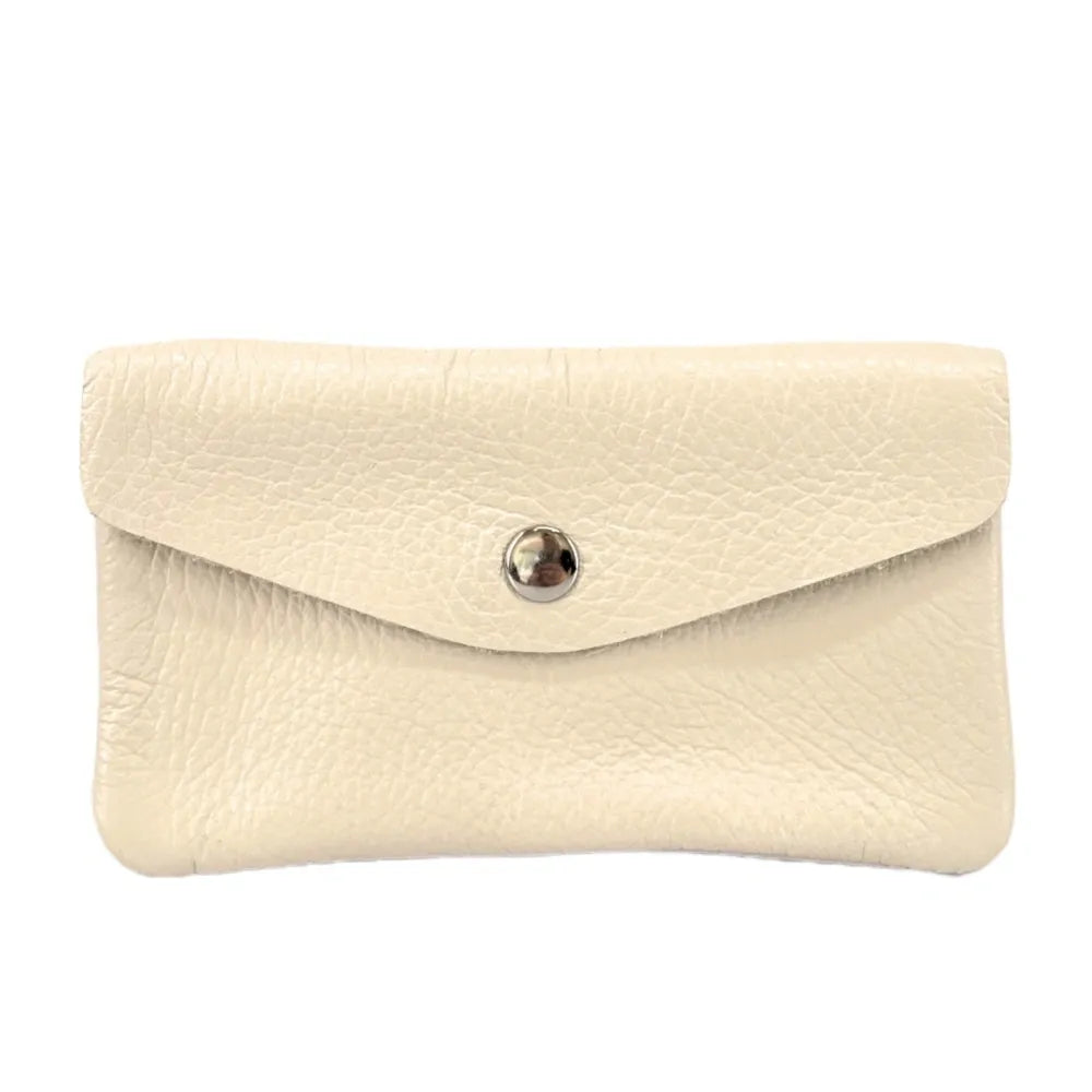 Pochette porte-monnaie en cuir grainé COMPO Beige crème
