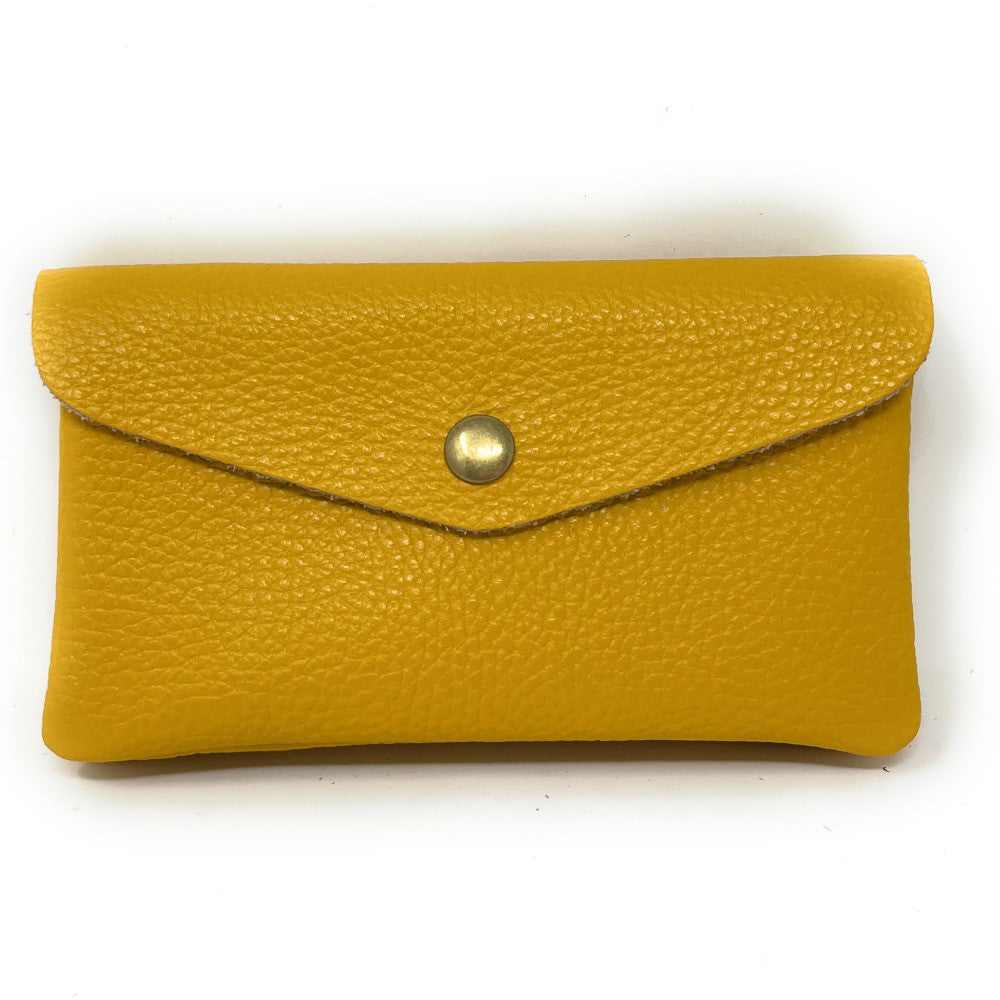 Pochette porte-monnaie en cuir grainé COMPO Jaune Moutarde