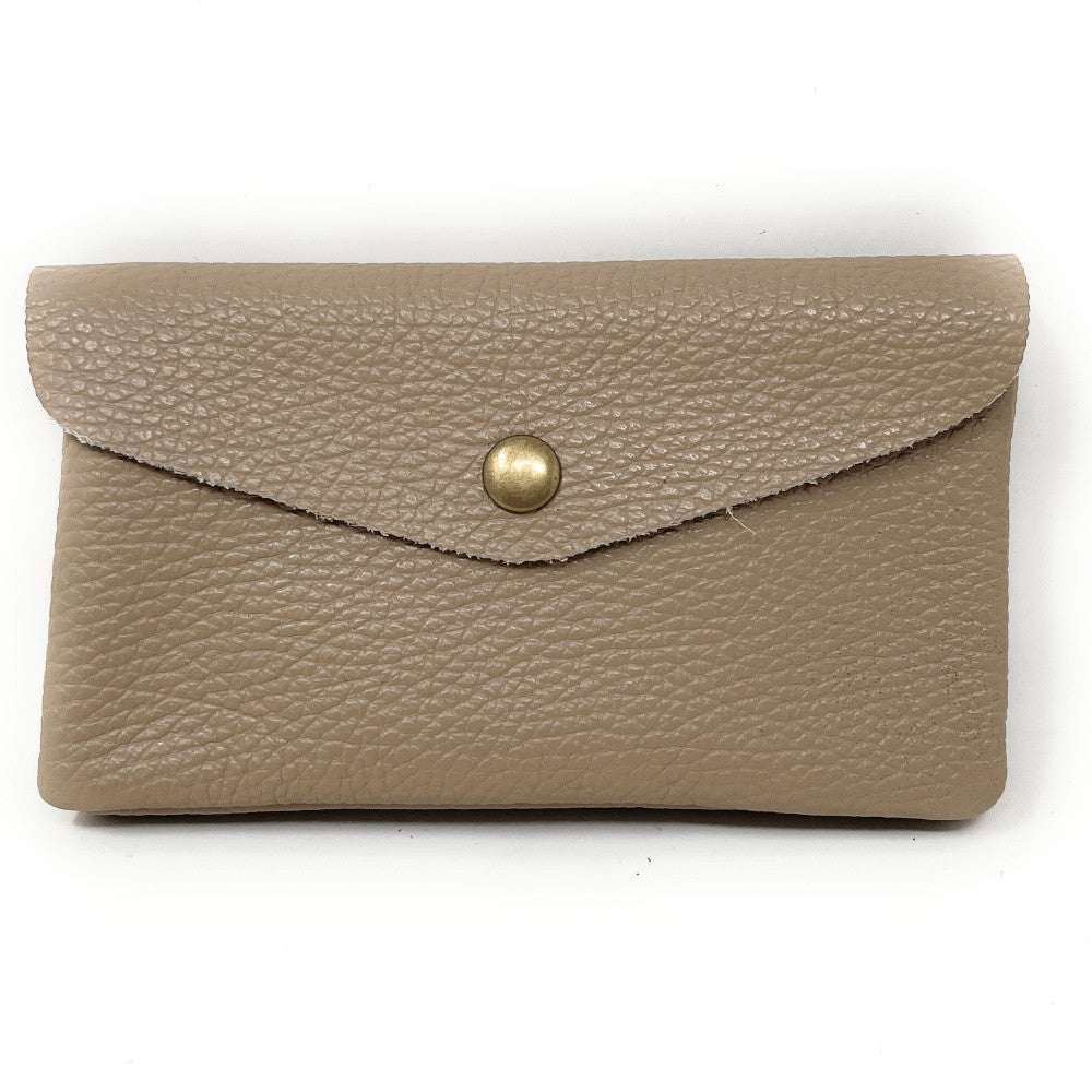 Pochette porte-monnaie en cuir grainé COMPO Taupe foncé