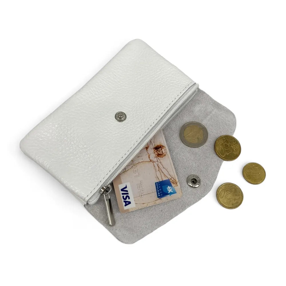 Pochette porte-monnaie en cuir grainé COMPO Blanc