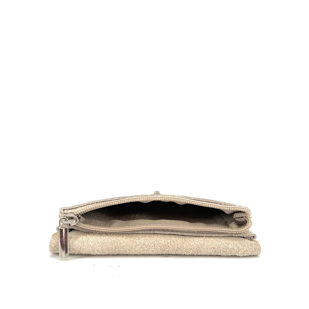 Pochette porte-monnaie en cuir grainé COMPO Beige crème