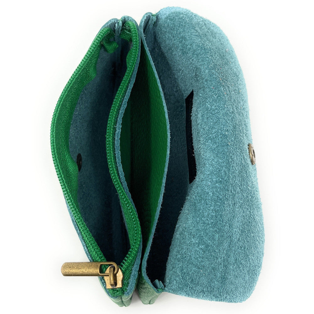 Pochette porte-monnaie en cuir grainé COMPO Vert anglais