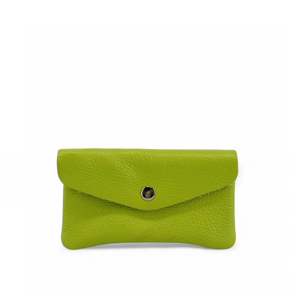 Pochette porte-monnaie en cuir grainé COMPO Vert anis