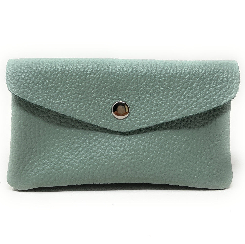 Pochette porte-monnaie en cuir grainé COMPO Vert amande