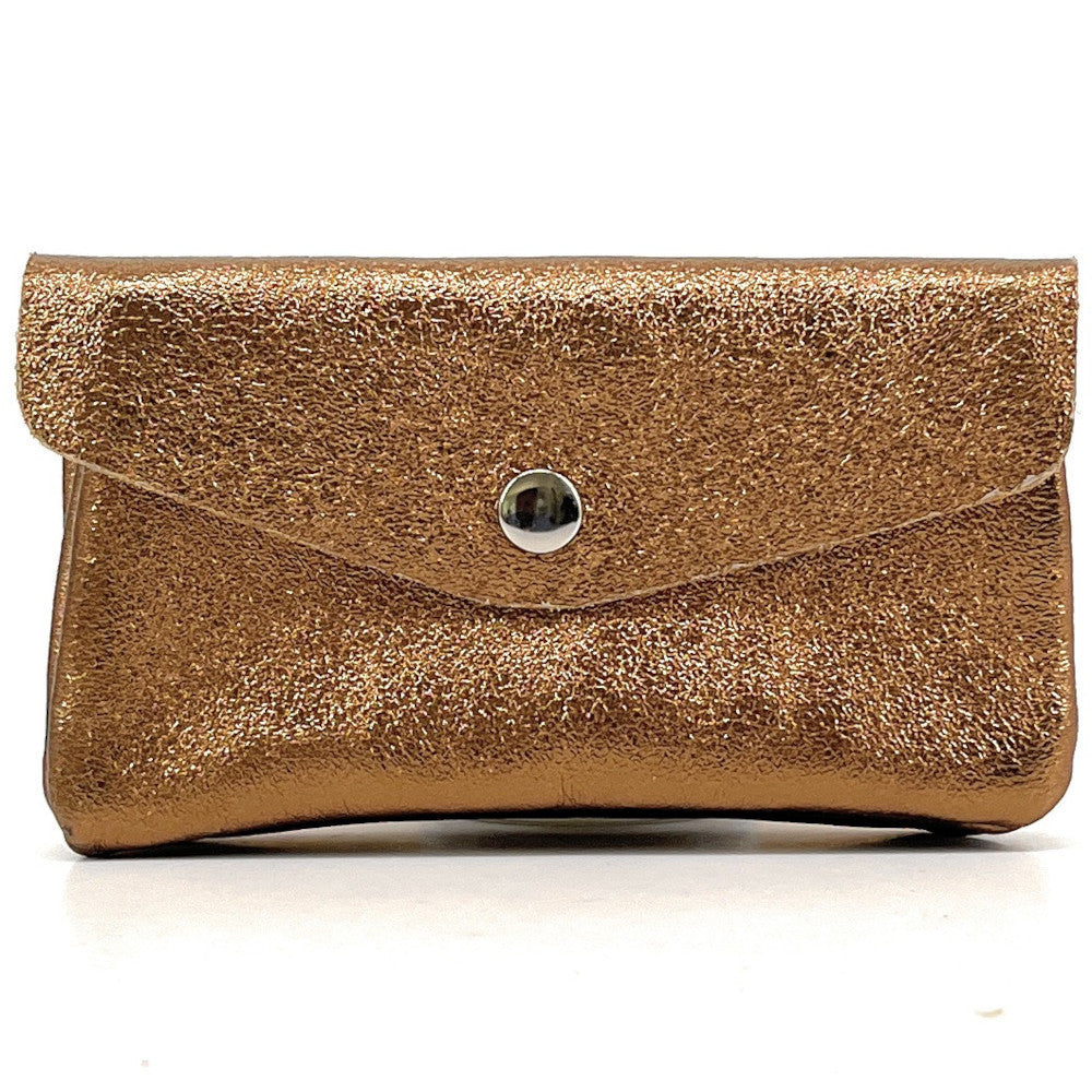 Pochette porte-monnaie en cuir irisé COMPO Or cuivré