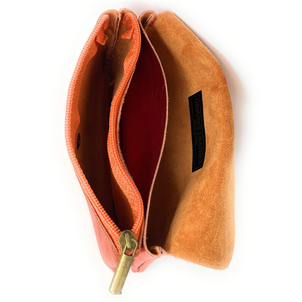 Pochette porte-monnaie en cuir irisé COMPO Orange irisé