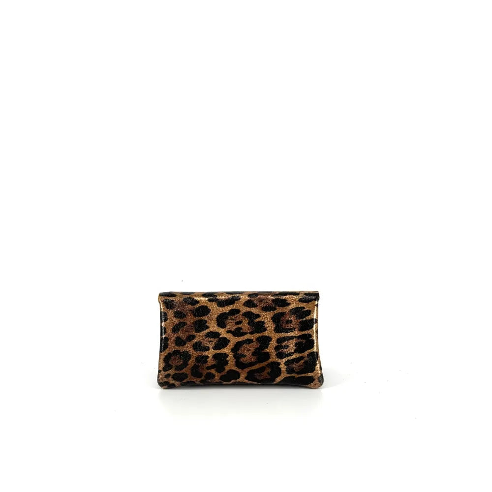 Pochette porte-monnaie en cuir irisé COMPO JUNGLE Léopard