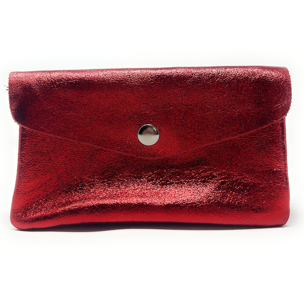 Pochette porte-monnaie en cuir irisé COMPO Rouge irisé