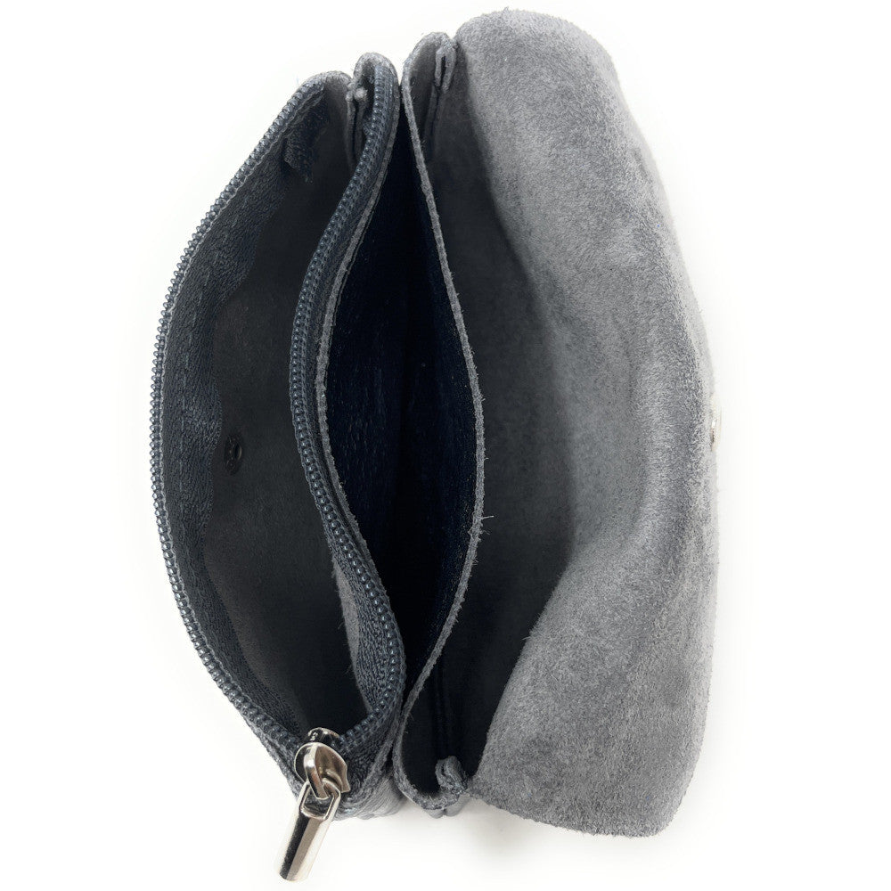 Pochette porte-monnaie en cuir irisé COMPO Argent foncé