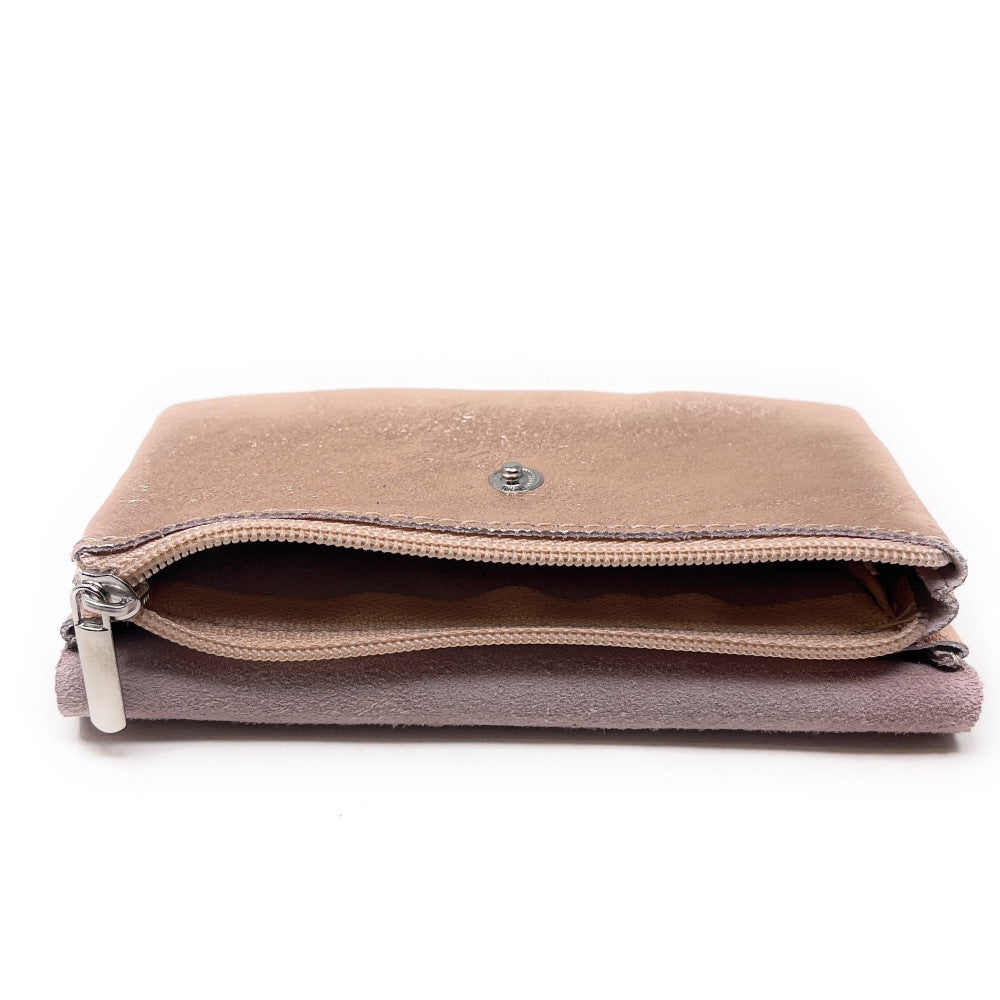 Pochette porte-monnaie en cuir irisé COMPO Rose gold