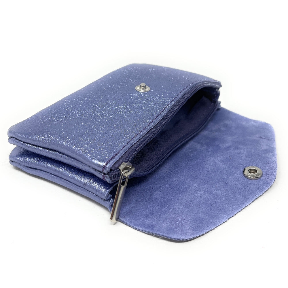 Pochette porte-monnaie en cuir irisé COMPO Lilas irisé