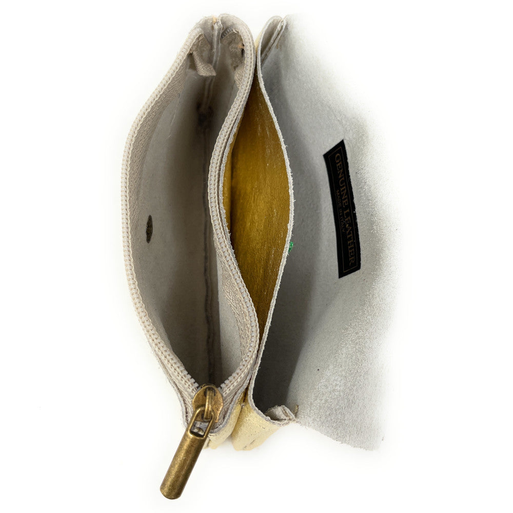 Pochette porte-monnaie en cuir irisé COMPO Or pâle
