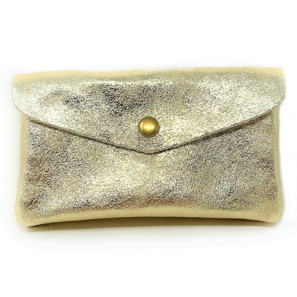 Pochette porte-monnaie en cuir irisé COMPO Or pâle