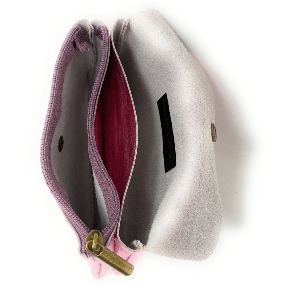 Pochette porte-monnaie en cuir irisé COMPO Rose pâle irisé