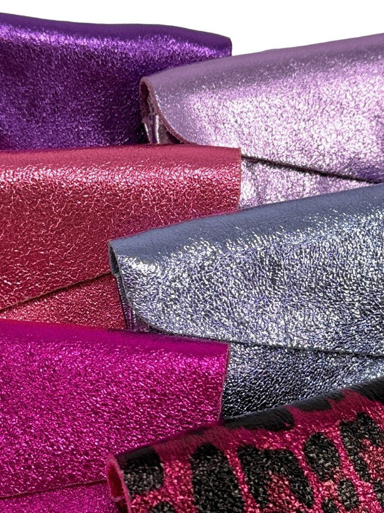 Pochette porte-monnaie en cuir irisé COMPO Fuchsia irisé