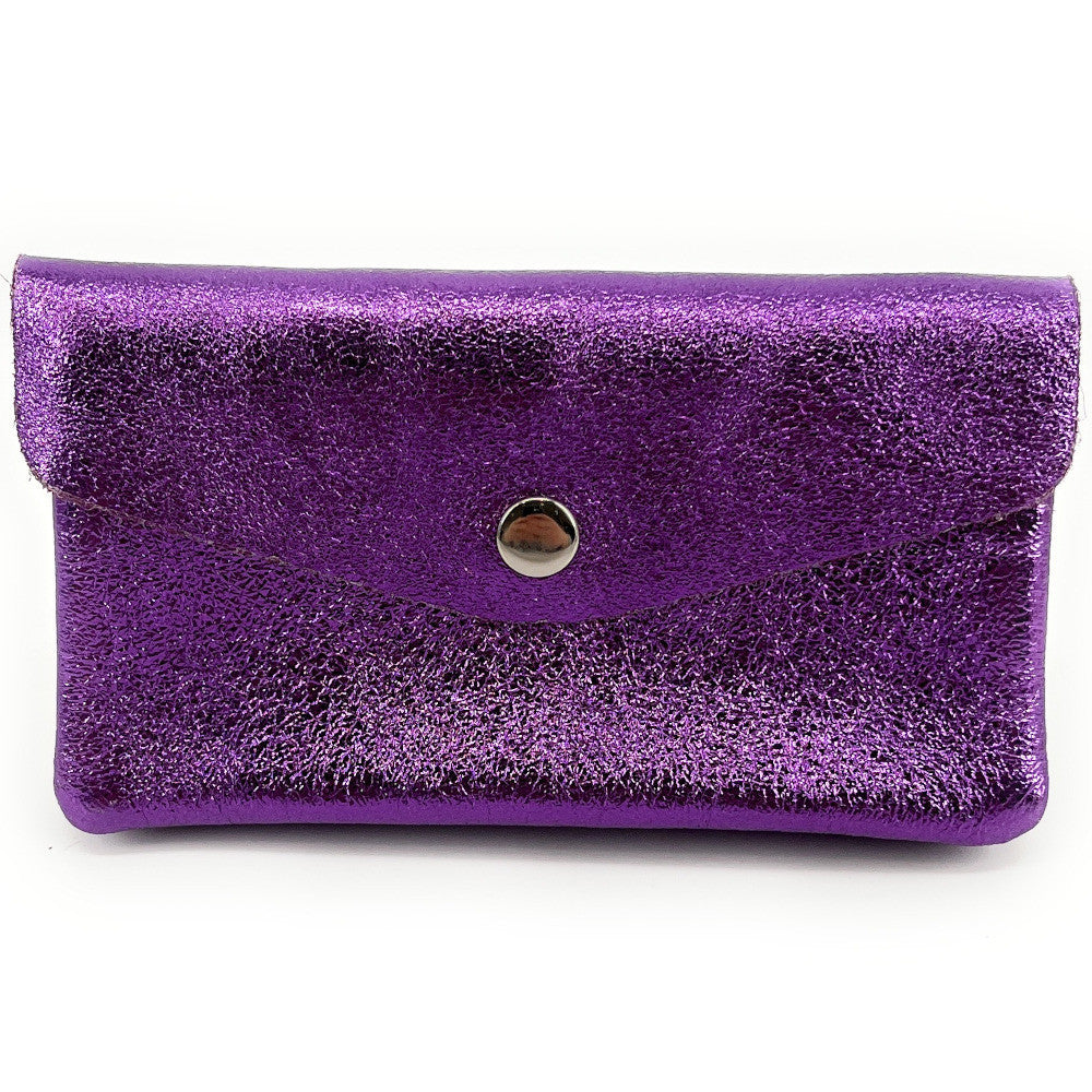 Pochette porte-monnaie en cuir irisé COMPO Violine