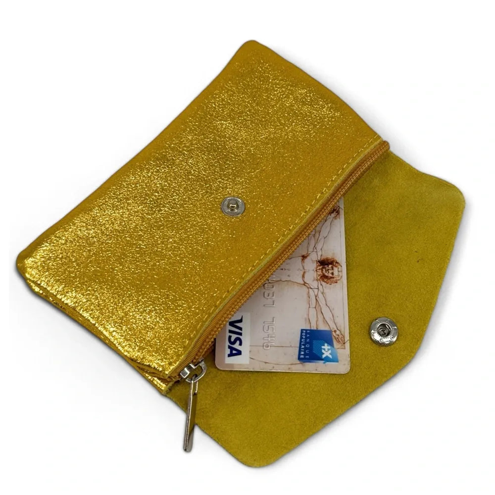 Pochette porte-monnaie en cuir irisé COMPO Or