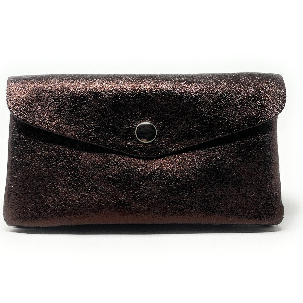 Pochette porte-monnaie en cuir irisé COMPO Chocolat
