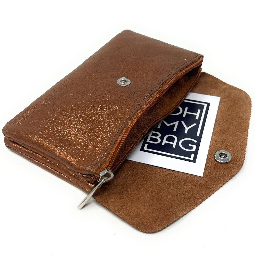 Pochette porte-monnaie en cuir irisé COMPO Bronze