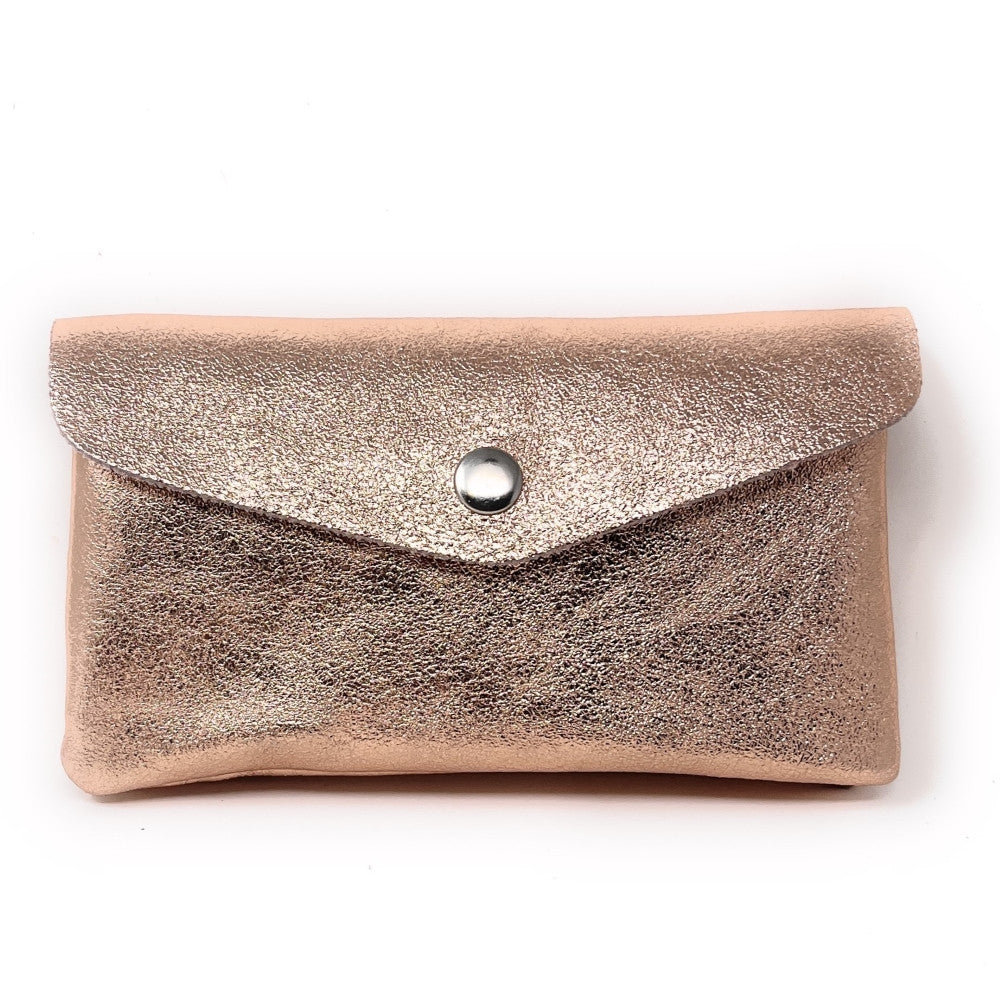 Pochette porte-monnaie en cuir irisé COMPO Rose gold