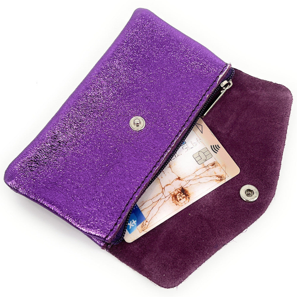 Pochette porte-monnaie en cuir irisé COMPO Violine