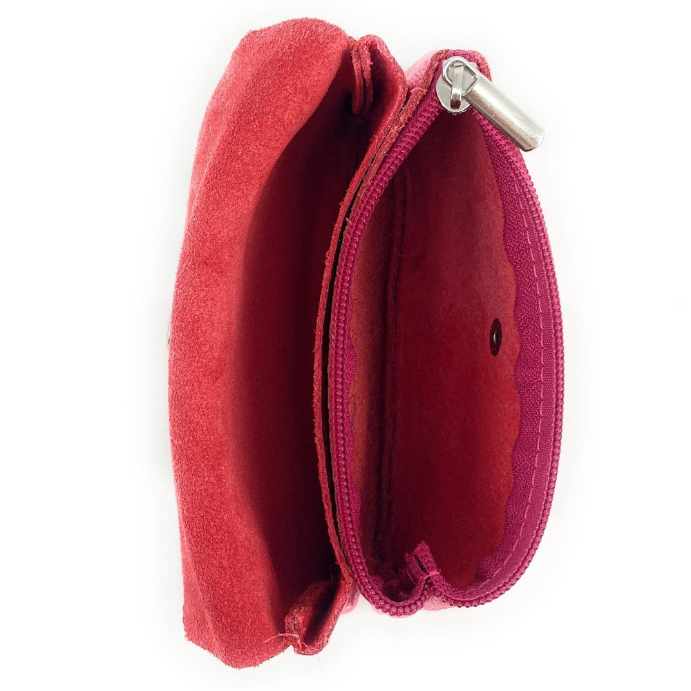 Pochette porte-monnaie en cuir irisé COMPO Rose néon