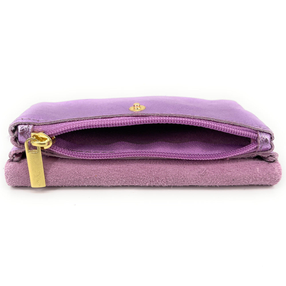 Pochette porte-monnaie en cuir irisé COMPO Mauve