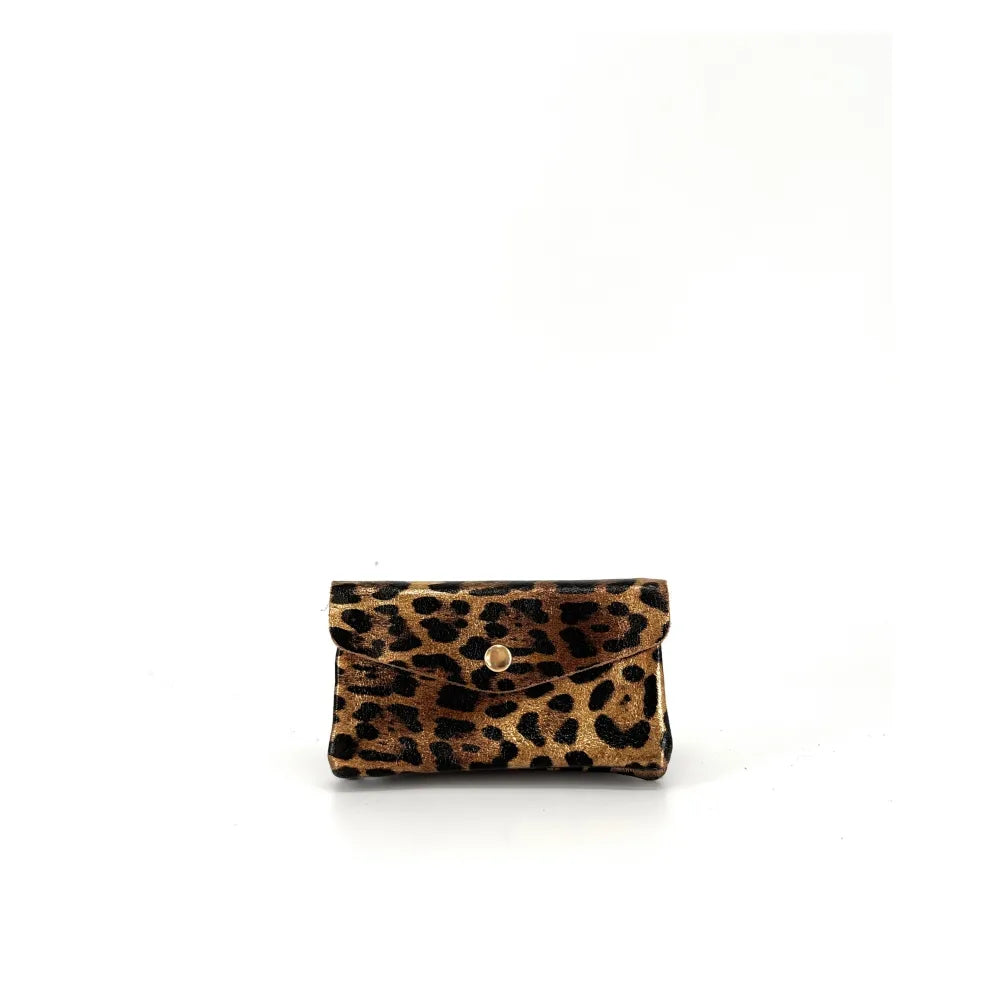 Pochette porte-monnaie en cuir irisé COMPO JUNGLE Léopard