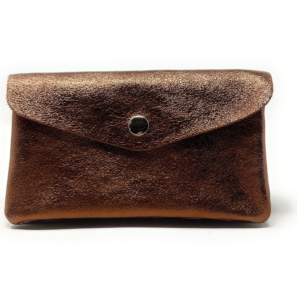 Pochette porte-monnaie en cuir irisé COMPO Bronze