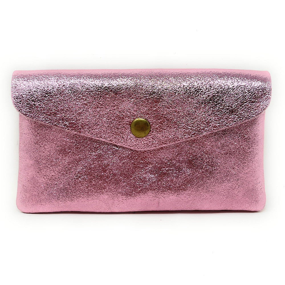 Pochette porte-monnaie en cuir irisé COMPO Rose pâle irisé