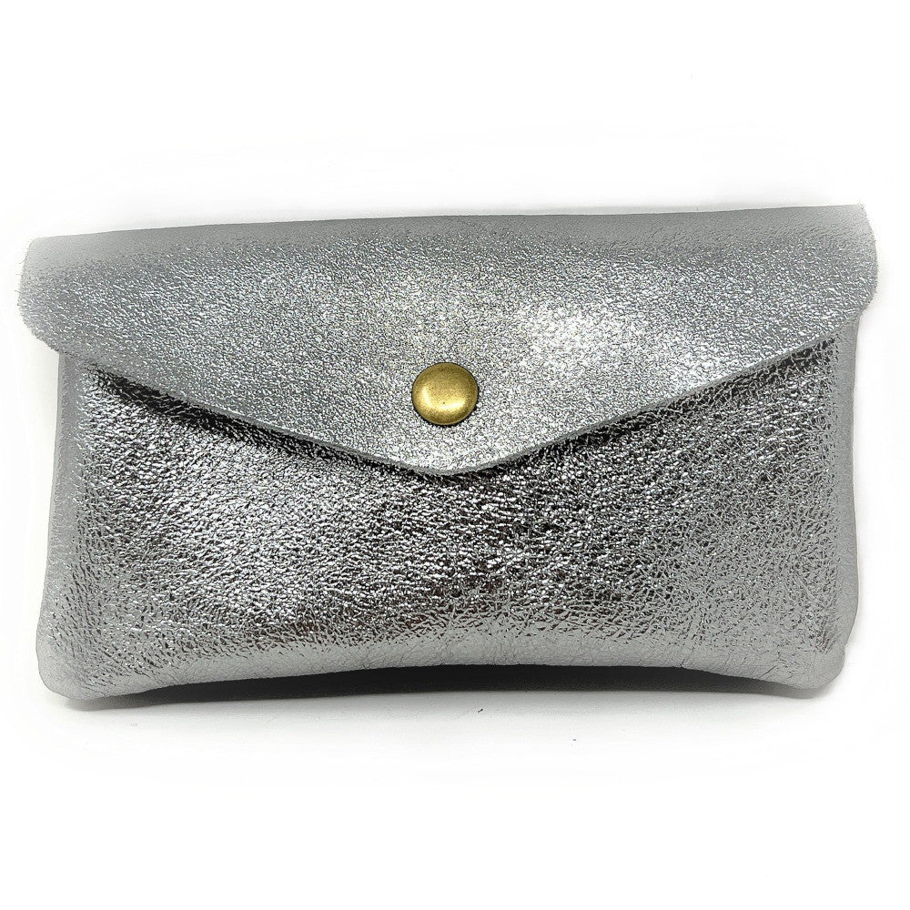 Pochette porte-monnaie en cuir irisé COMPO Argent moyen