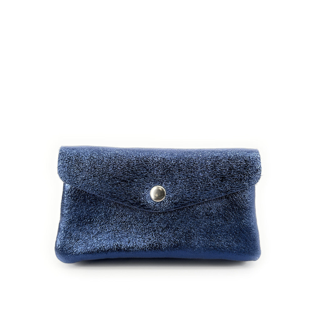 Pochette porte-monnaie en cuir irisé COMPO Bleu irisé