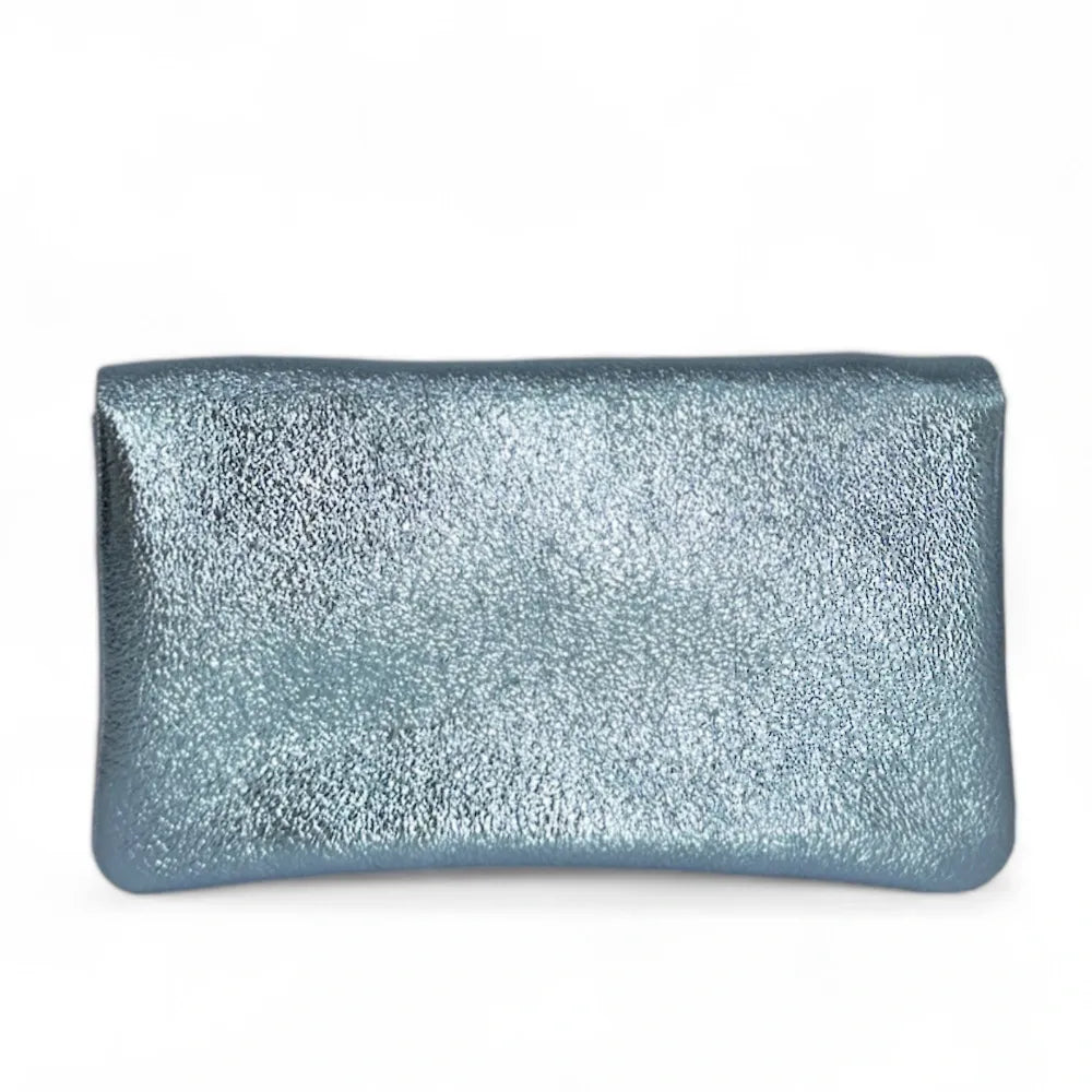 Pochette porte-monnaie en cuir irisé COMPO Bleu pastel irisé