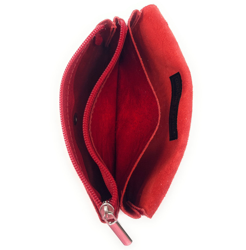 Pochette porte-monnaie en cuir irisé COMPO Rouge irisé