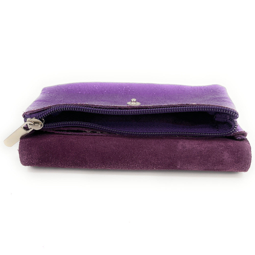 Pochette porte-monnaie en cuir irisé COMPO Violine