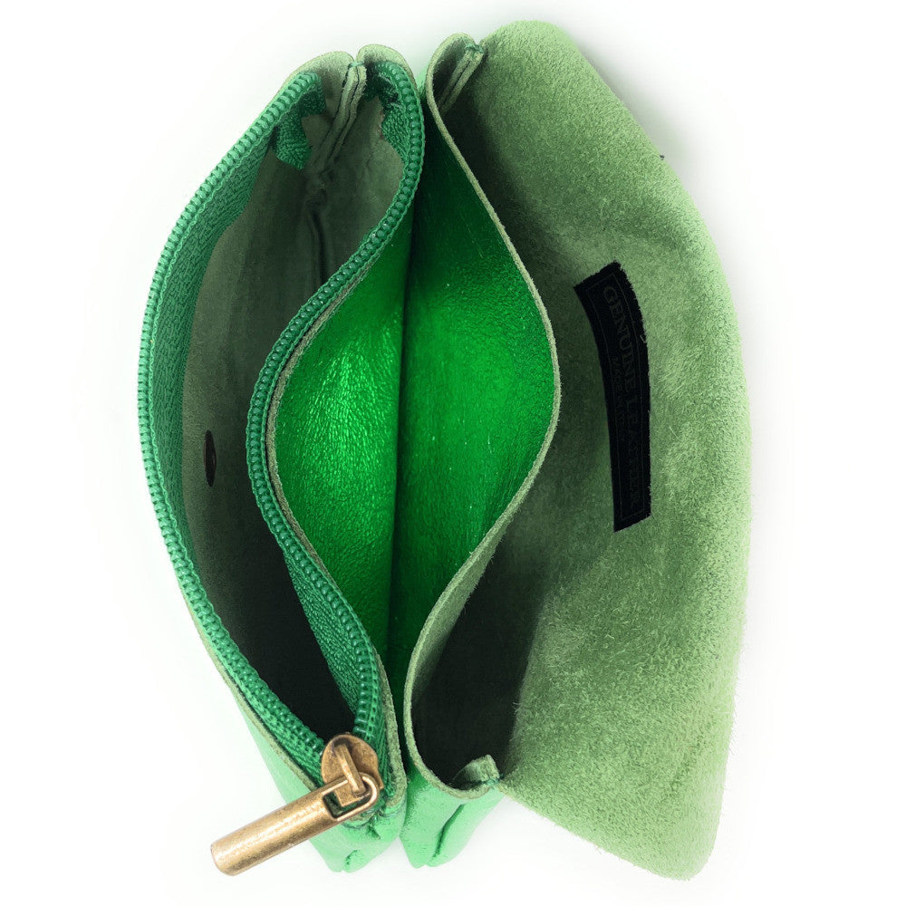 Pochette porte-monnaie en cuir irisé COMPO Vert anglais irisé