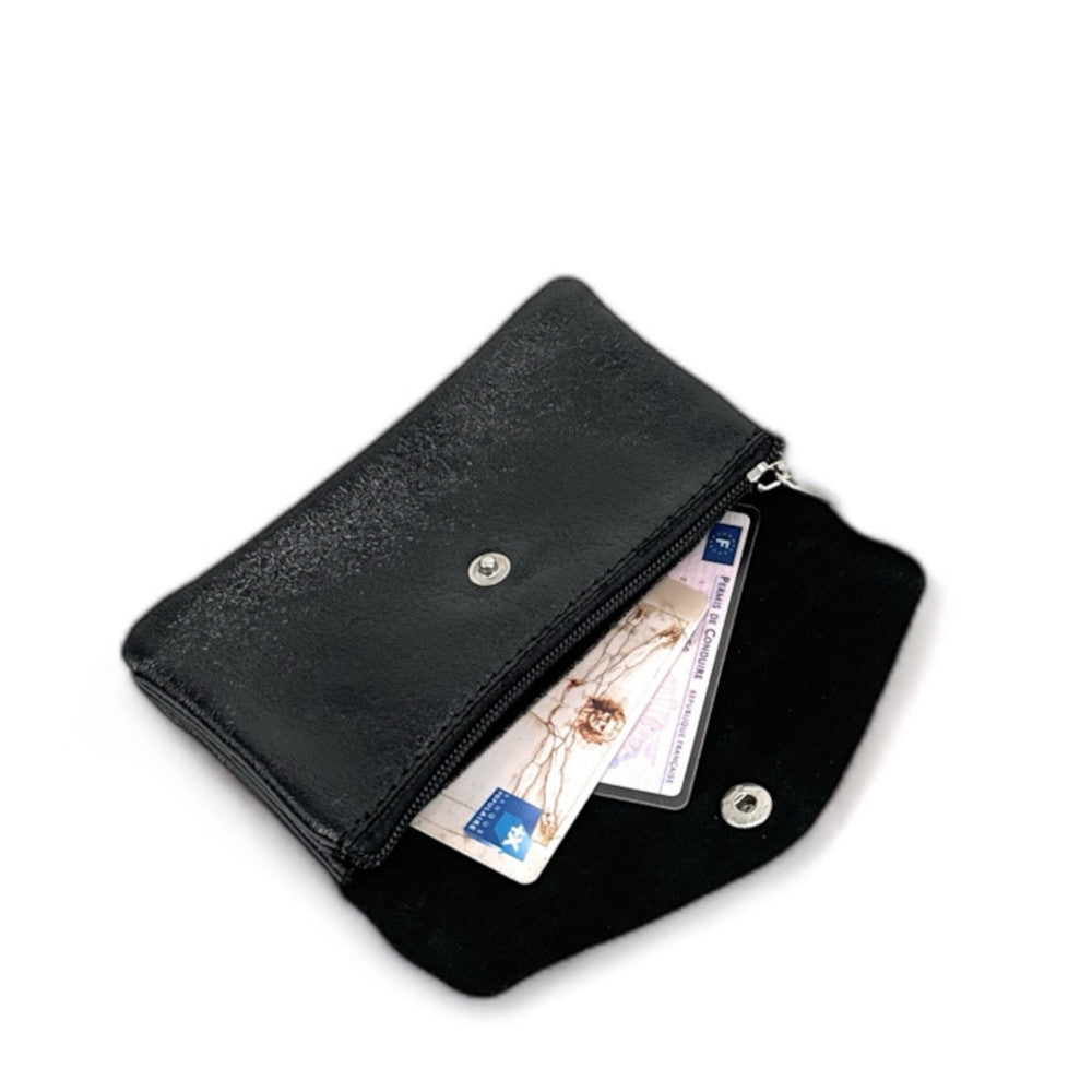 Pochette porte-monnaie en cuir irisé COMPO Noir irisé
