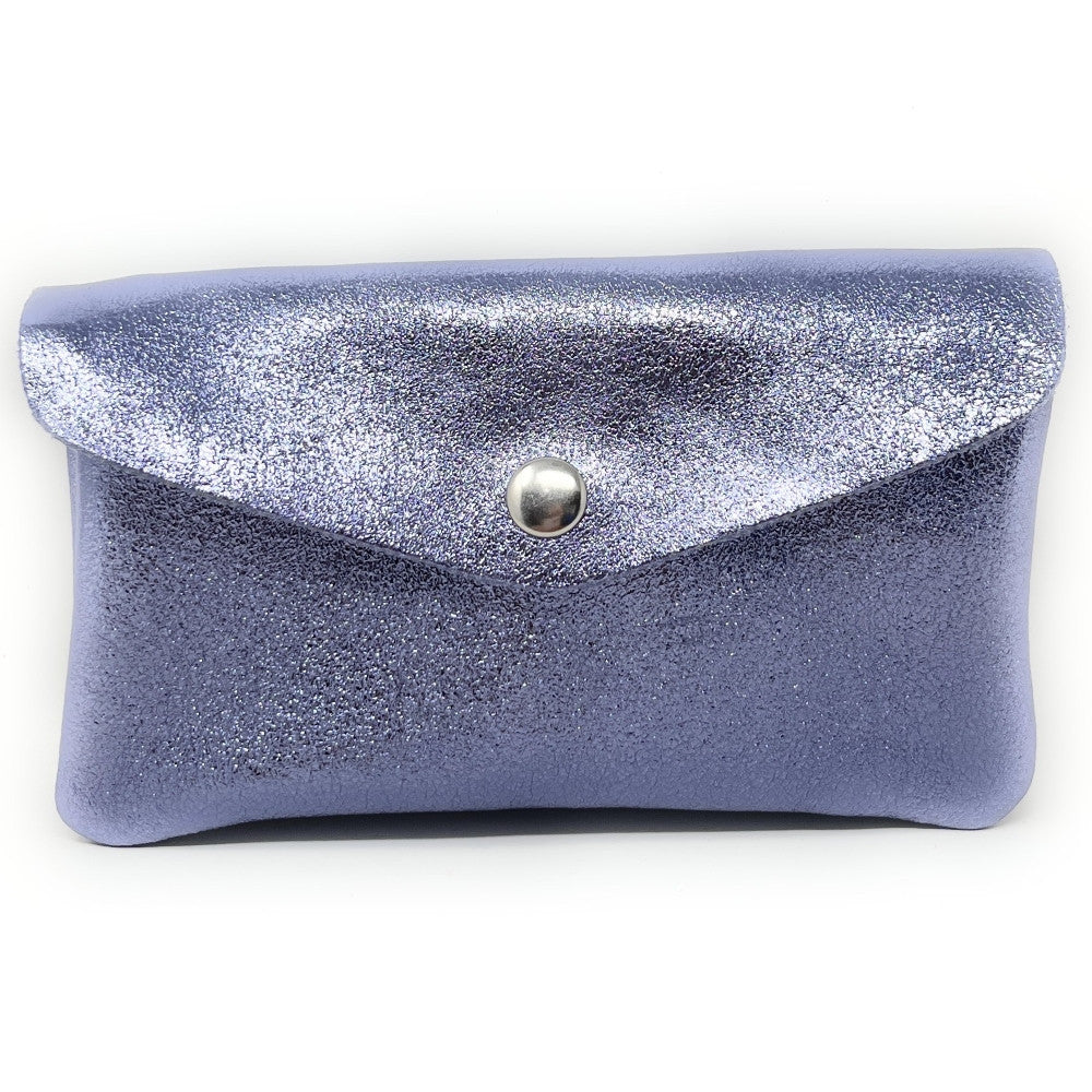 Pochette porte-monnaie en cuir irisé COMPO Lilas irisé