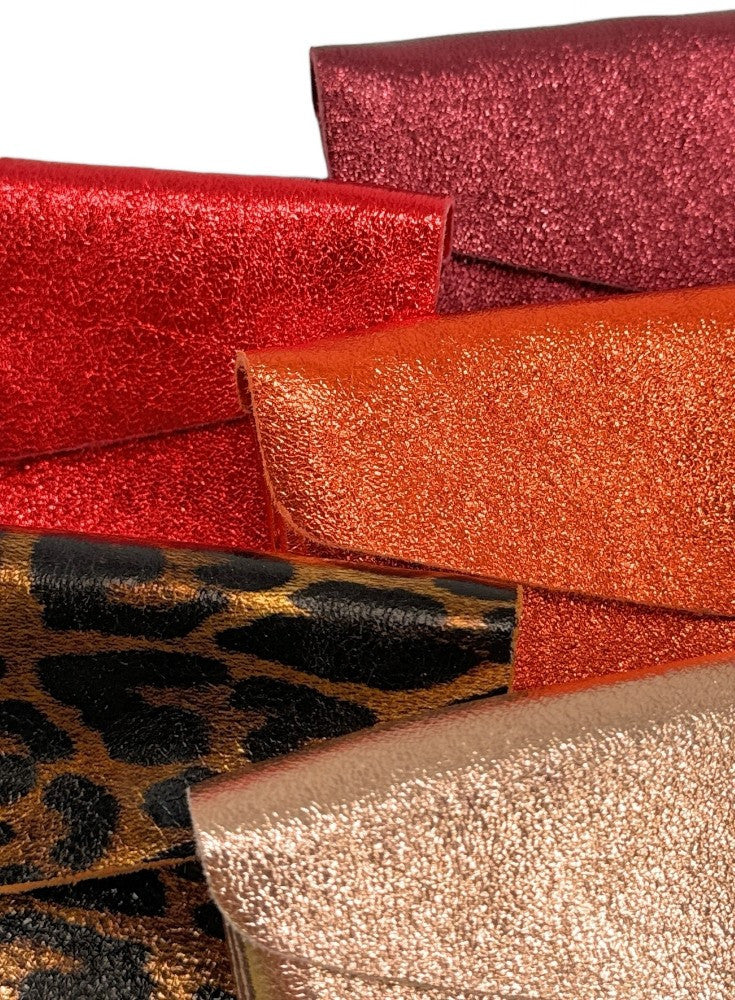 Pochette porte-monnaie en cuir irisé COMPO Rouge irisé
