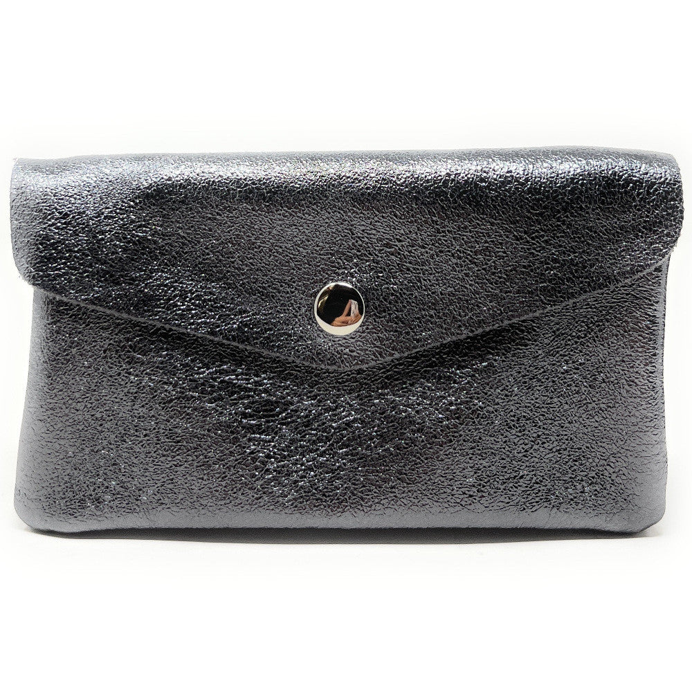 Pochette porte-monnaie en cuir irisé COMPO Argent foncé