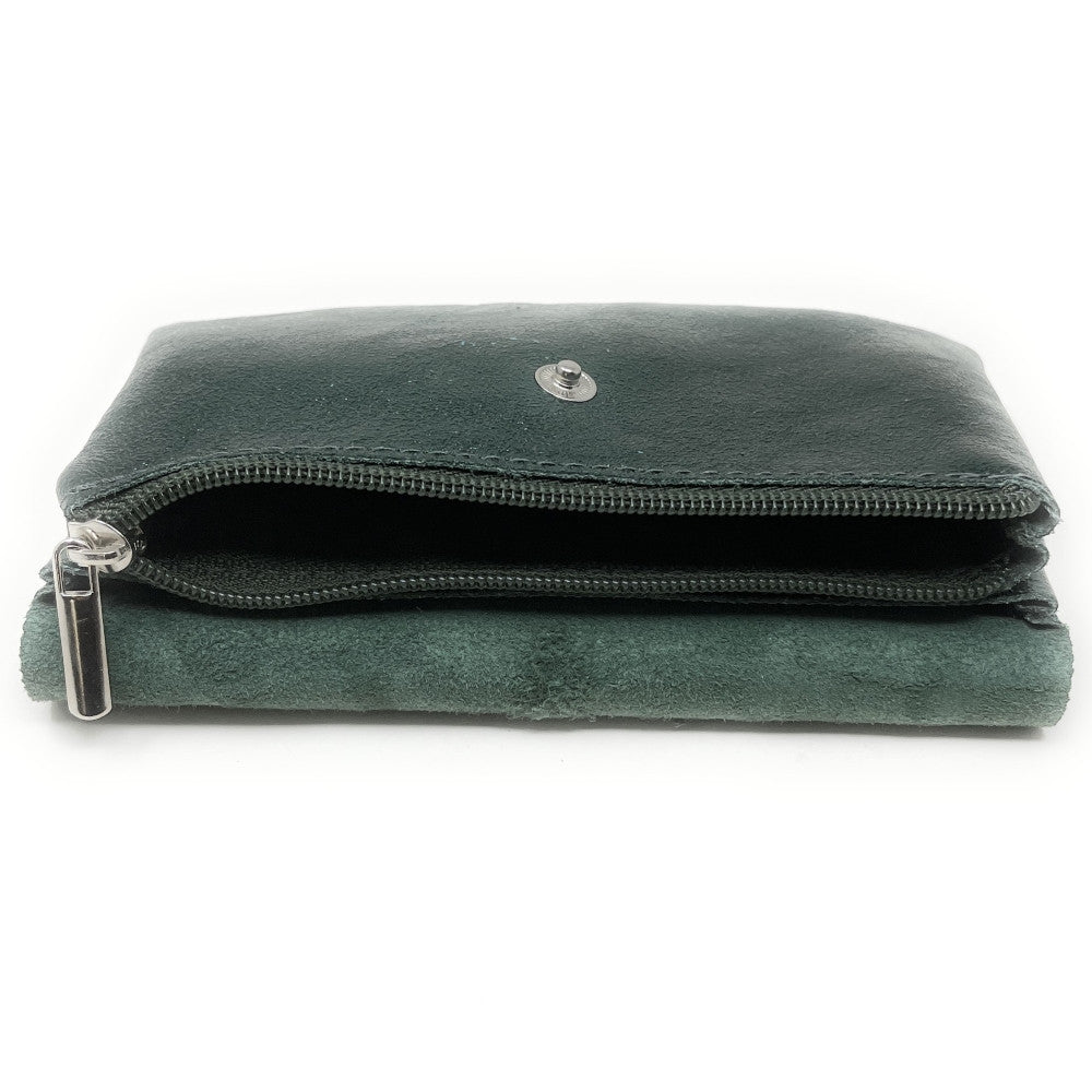 Pochette porte-monnaie en cuir irisé COMPO Vert forêt irisé