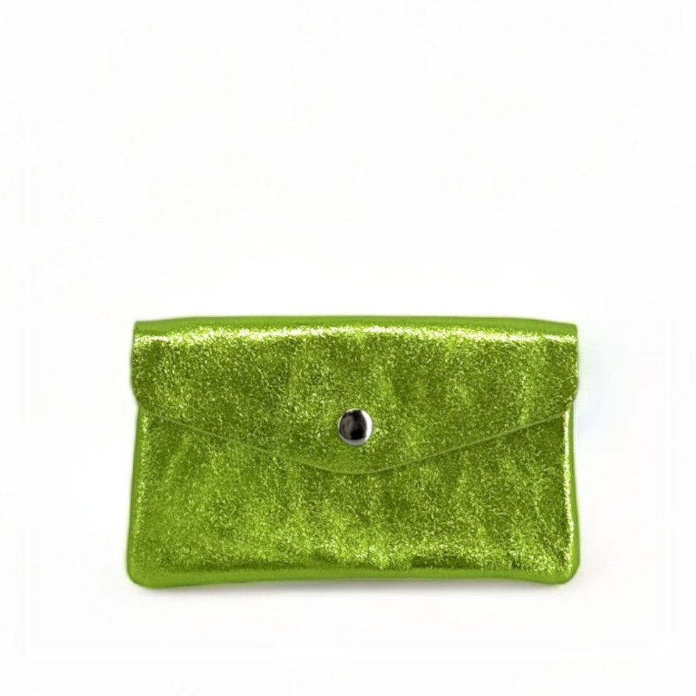 Pochette porte-monnaie en cuir irisé COMPO Vert anis irisé